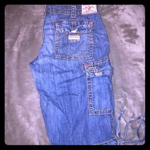 True Religion denim cargo shorts